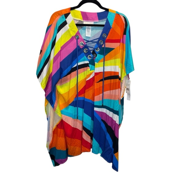 La Blanca Other - La Blanca Women's Sunscape Lace-Up Tunic Swim Cover-Up Multicolor Large New